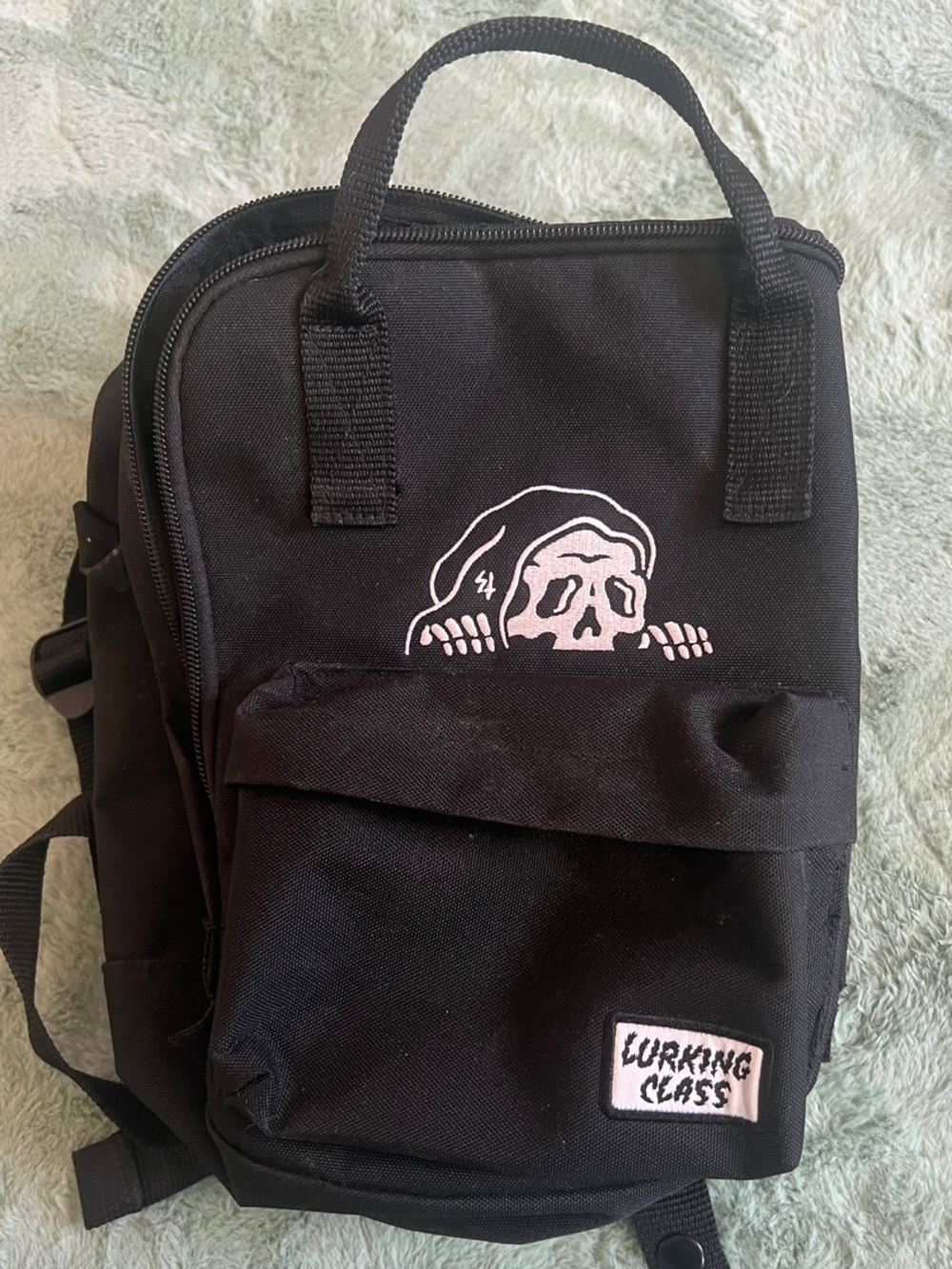 Lurking Class by Sketchy Tank Black Mini Backpack with Skull Graphic